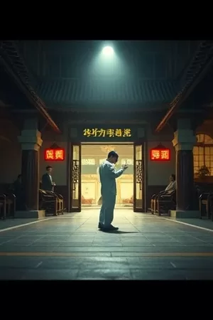《第三种回声》竖版剧照，空旷山谷中的巨大抛物面天线